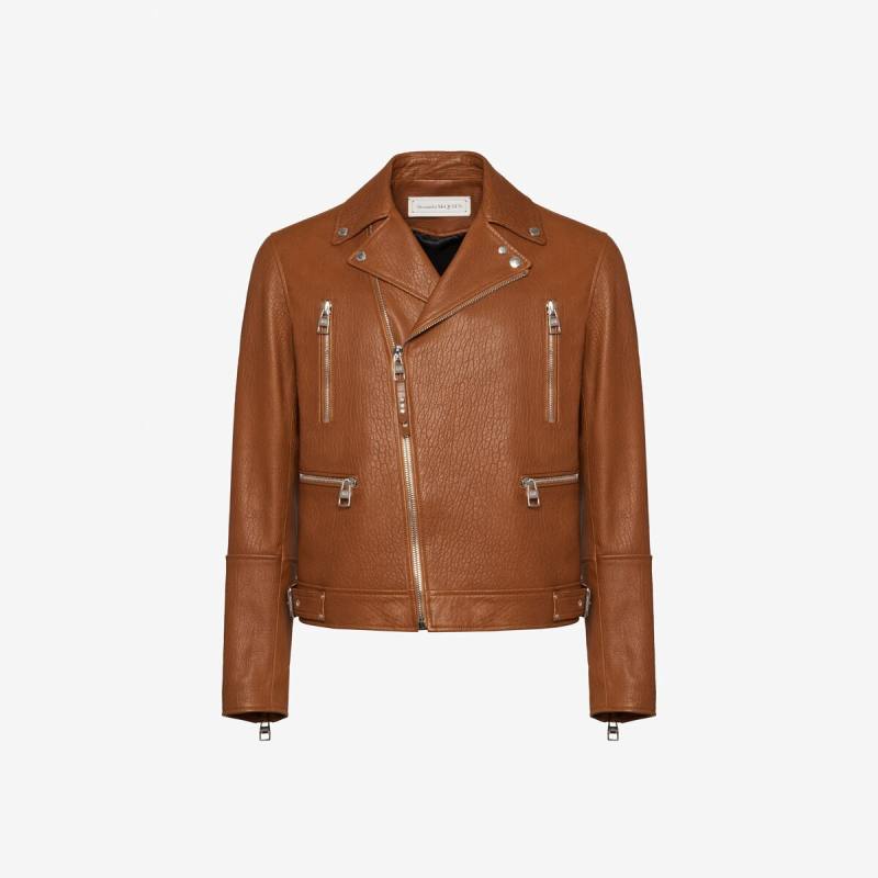 ALEXANDER MCQUEEN - McQueen Classic Leather Biker Jacket - Item 626381Q5LDS1000